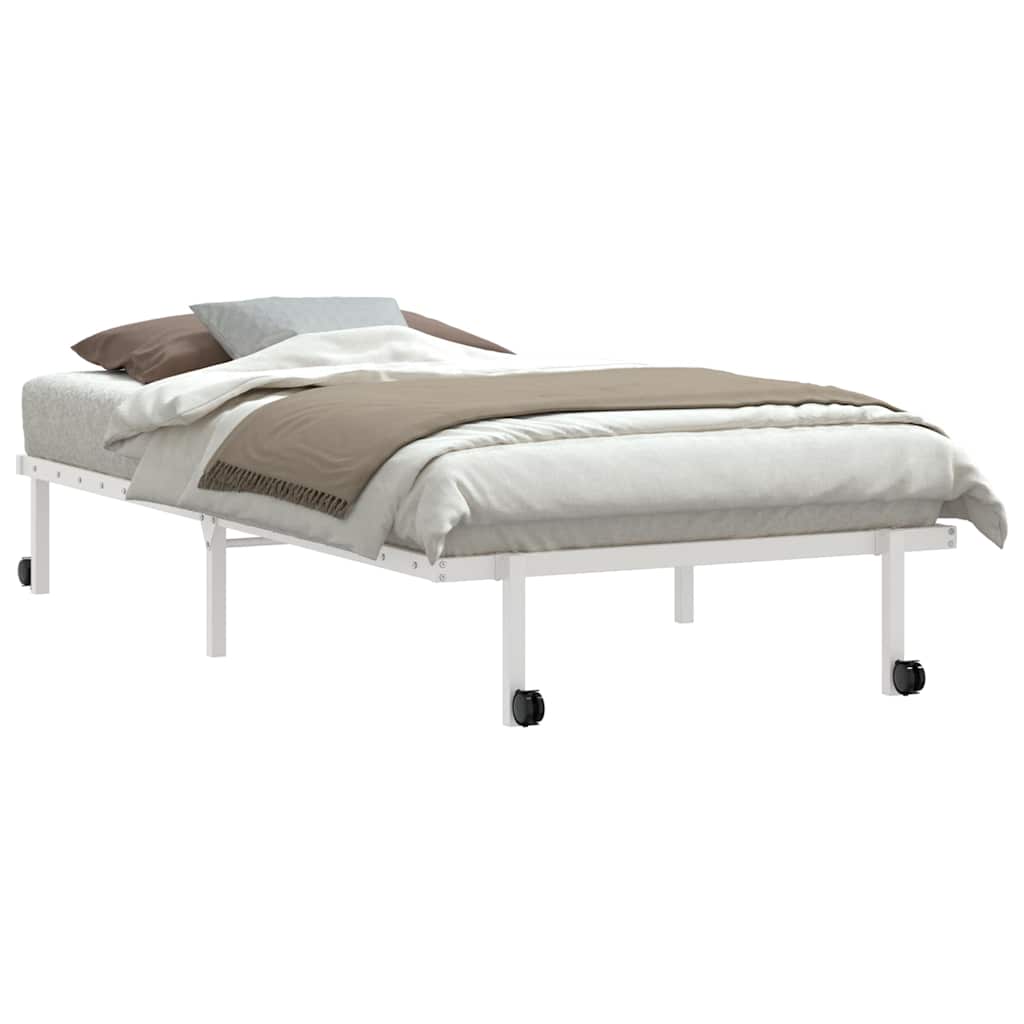 Estrutura de cama sem colchão dobrável 107x203 cm aço branco