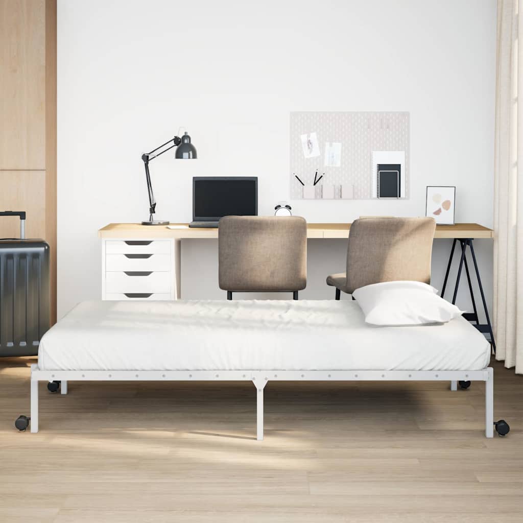 Estrutura de cama sem colchão dobrável 107x203 cm aço branco
