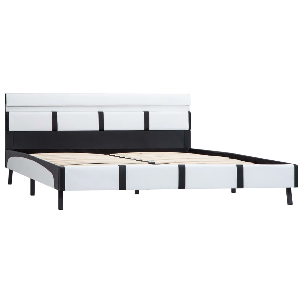 Estrutura de cama com LED 160x200 cm couro artificial branco
