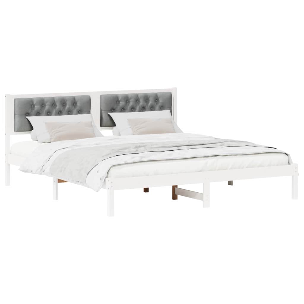 Estrutura da cama com cabeceira cinzento-claro 160 x 200 cm