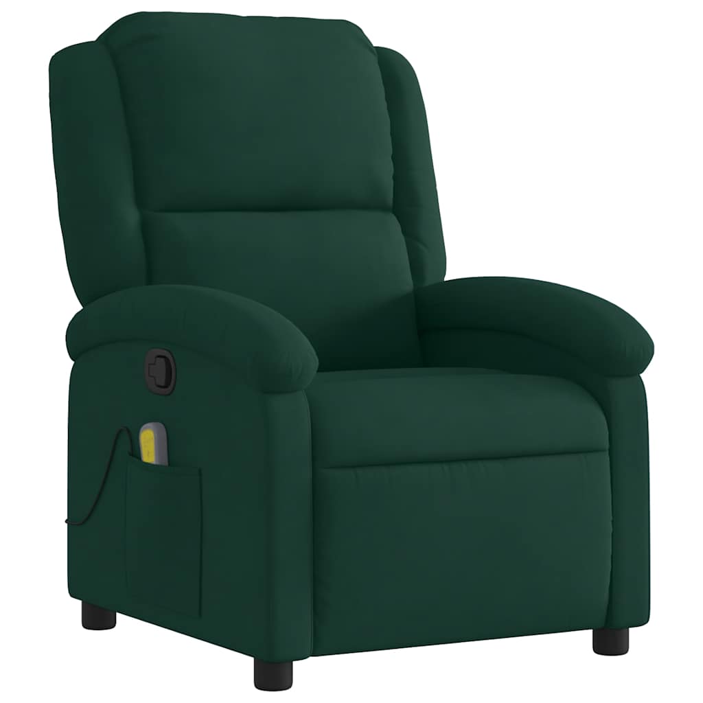 Poltrona de massagem reclinável em veludo verde escuro