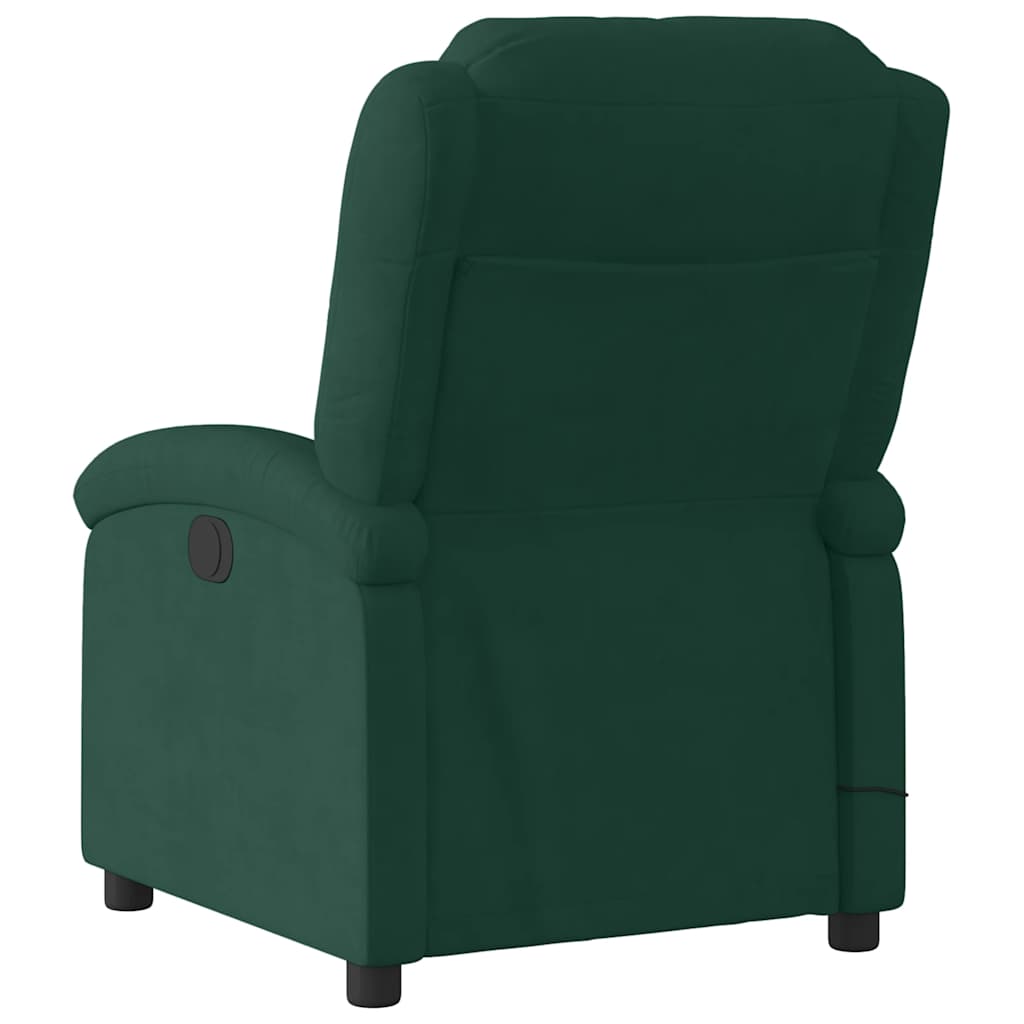 Poltrona de massagem reclinável em veludo verde escuro