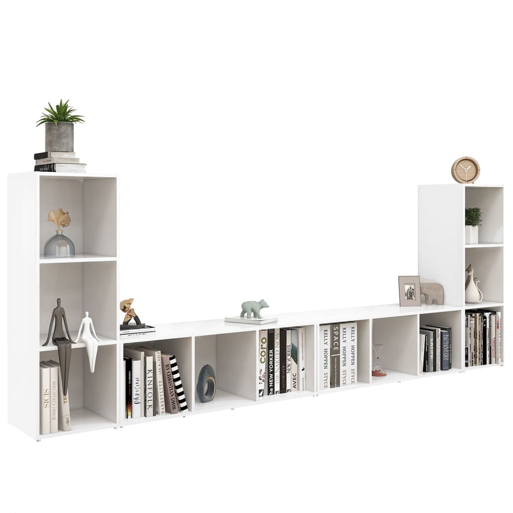 Móveis de TV 4 pcs 107x35x37 cm contraplacado branco