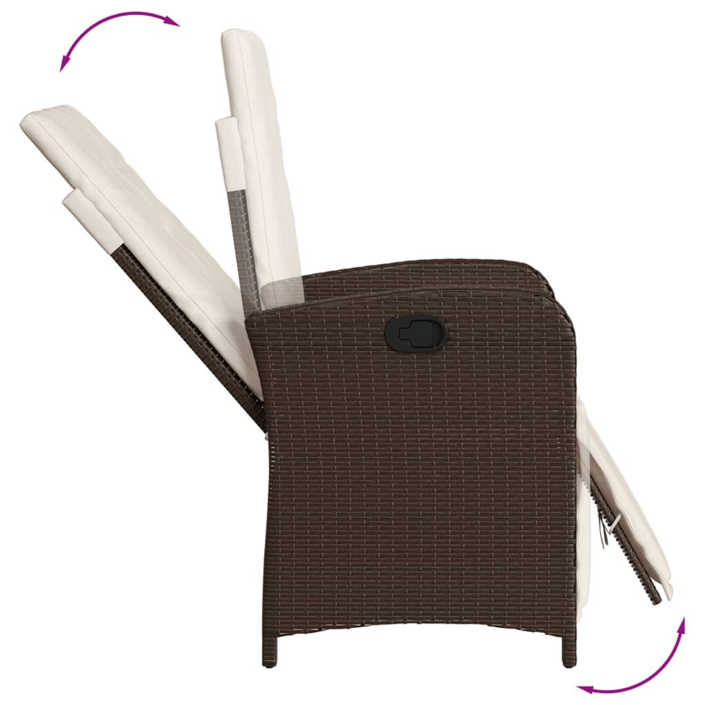 7 Pcs conjunto jantar p/ jardim c/ almofadões vime PE castanho