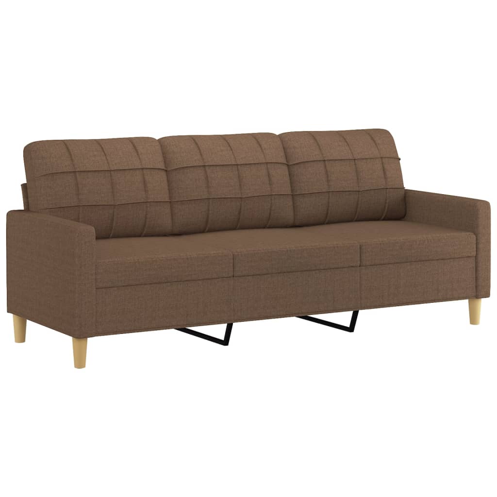 2 Pcs conjunto de sofás com almofadas tecido castanho