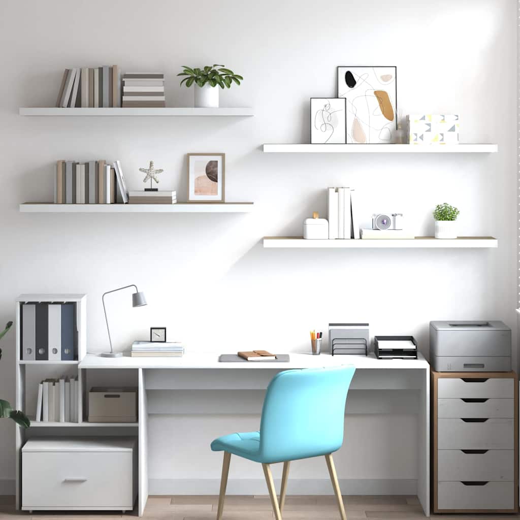 Prateleiras parede 4 pcs 120x23,5x3,8 cm MDF carvalho e branco