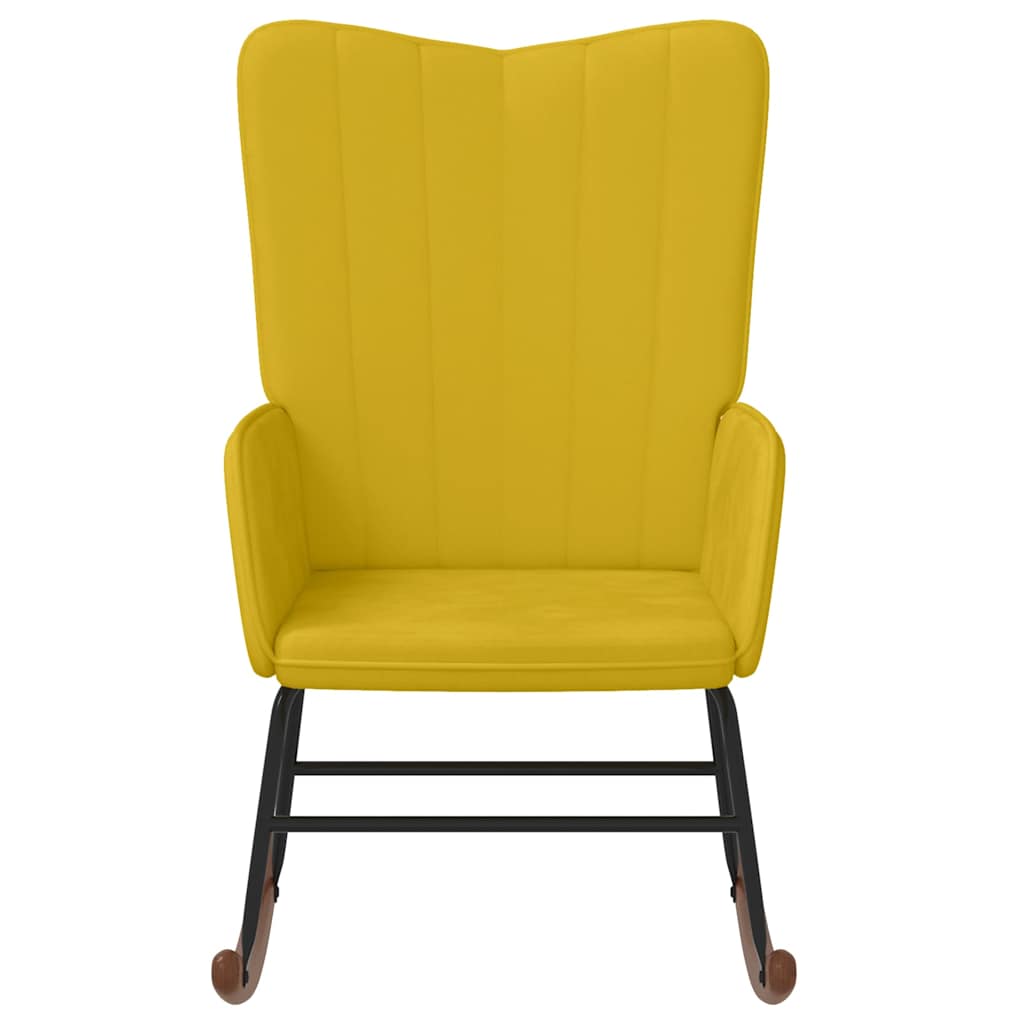 Cadeira de baloiço veludo amarelo mostarda