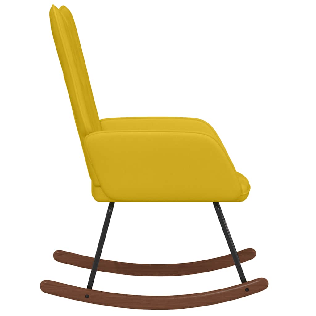 Cadeira de baloiço veludo amarelo mostarda