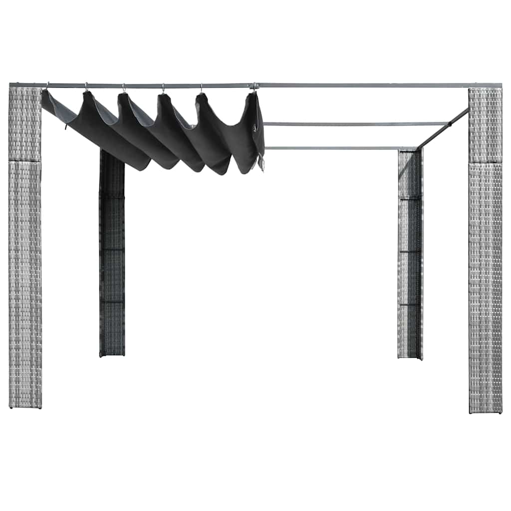Gazebo ccom teto em vime PE 300x300x220 cm cinzento e antracite