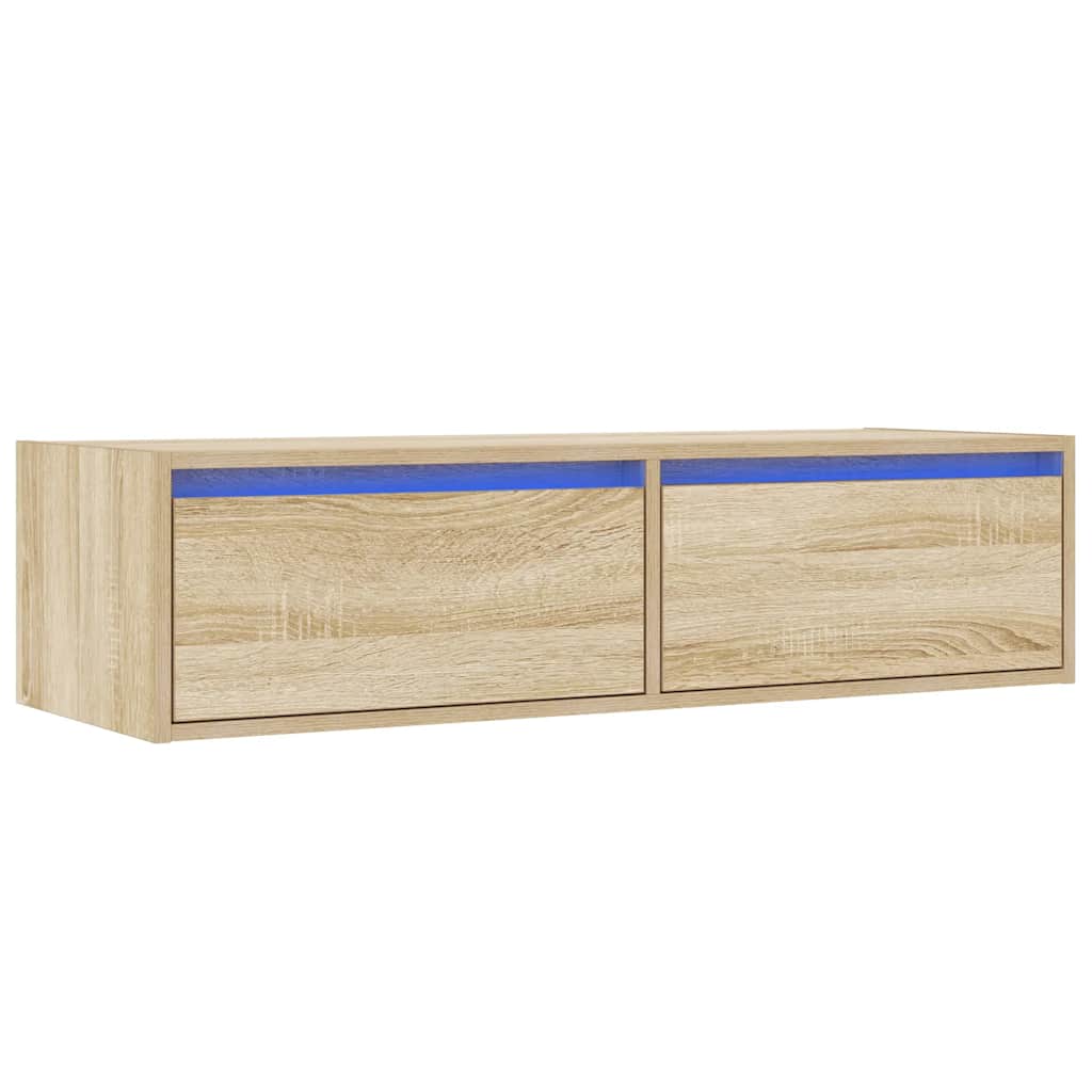 Móvel de TV com luzes LED 100x35,5x25 cm carvalho sonoma