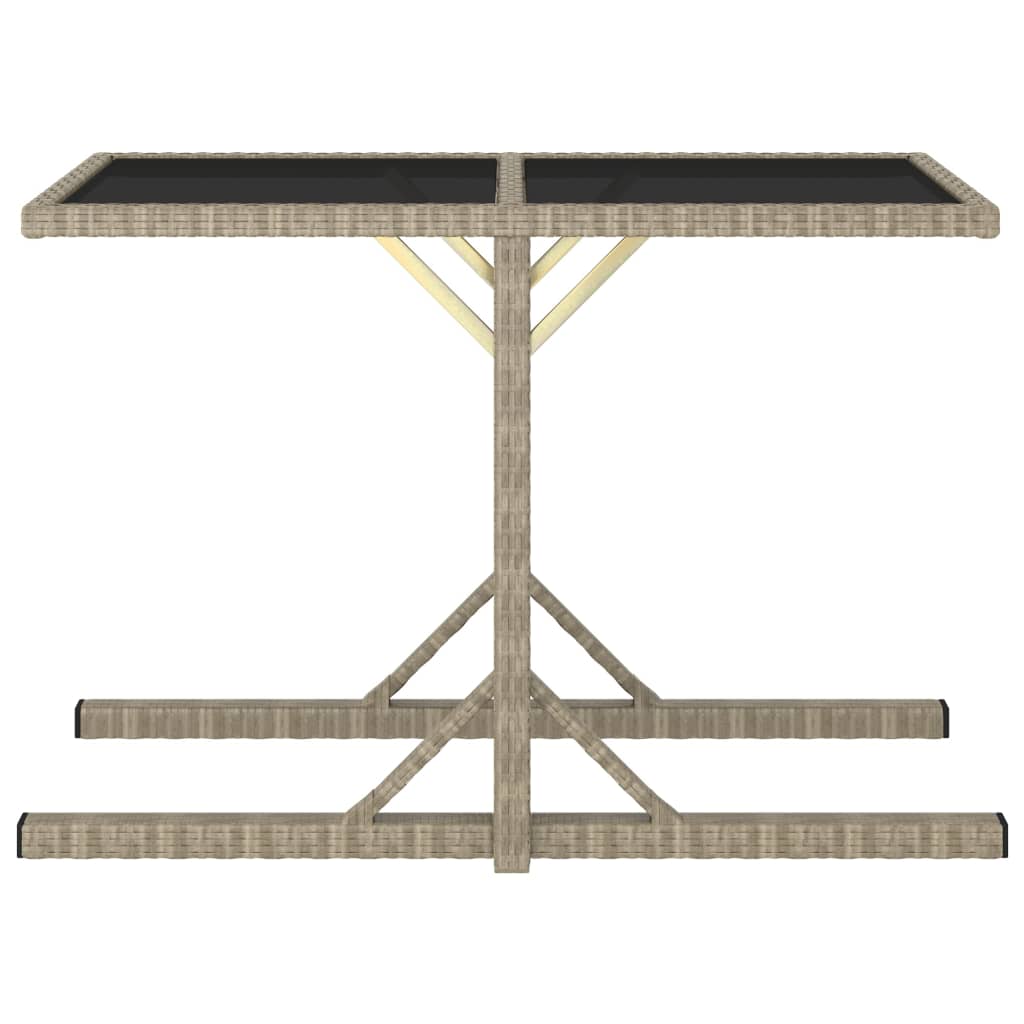 Mesa de jardim 110x53x72 cm vidro e vime PE bege