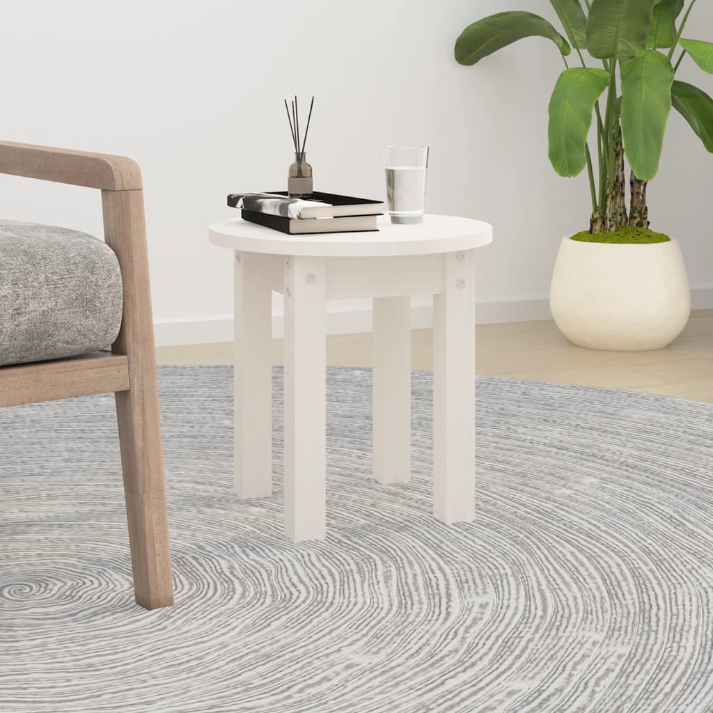 Mesa de centro ø 35x35 cm madeira de pinho maciça branco