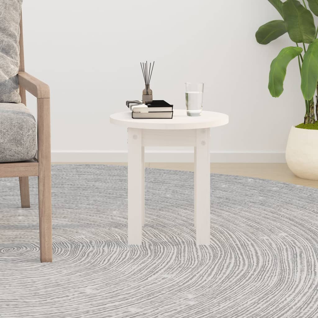 Mesa de centro ø 35x35 cm madeira de pinho maciça branco
