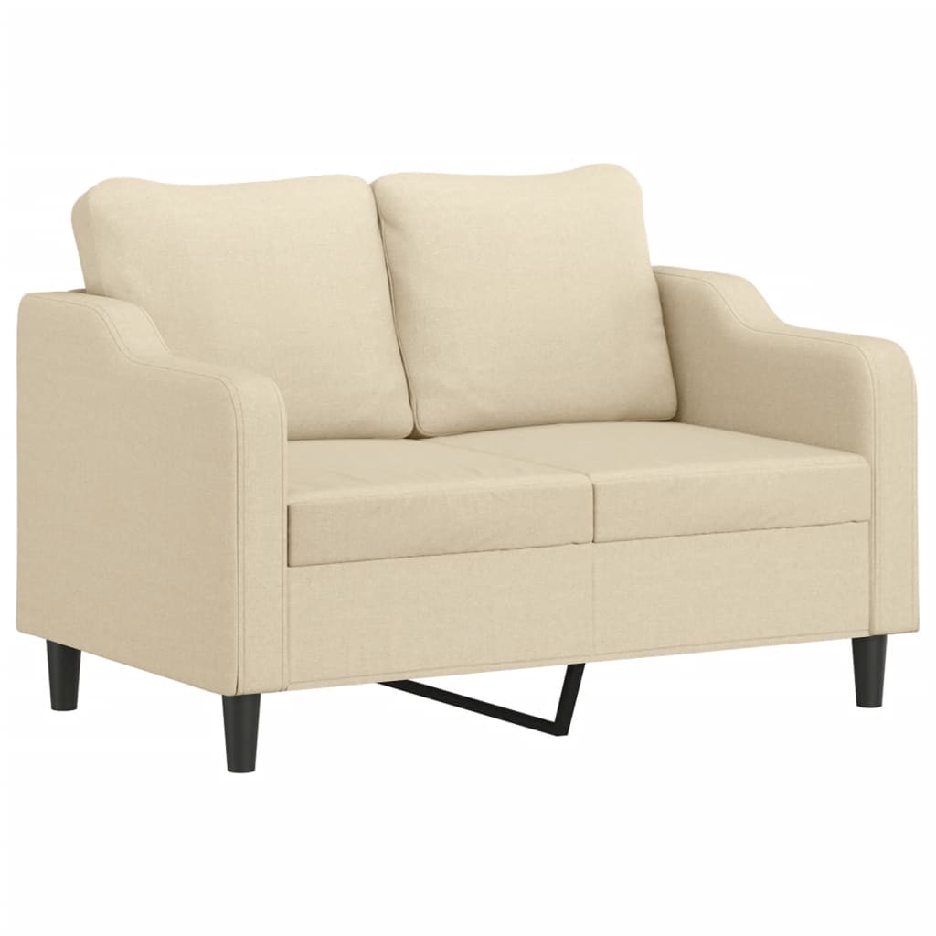 3 Pcs conjunto de sofás com almofadões tecido cor creme