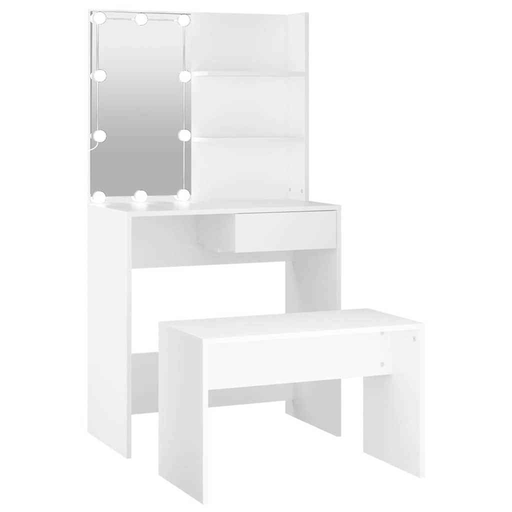 Conjunto toucador c/ leds madeira processada branco