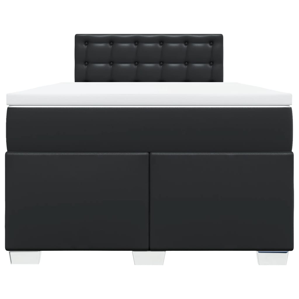 Cama com molas/colchão 120x200 cm couro artificial preto