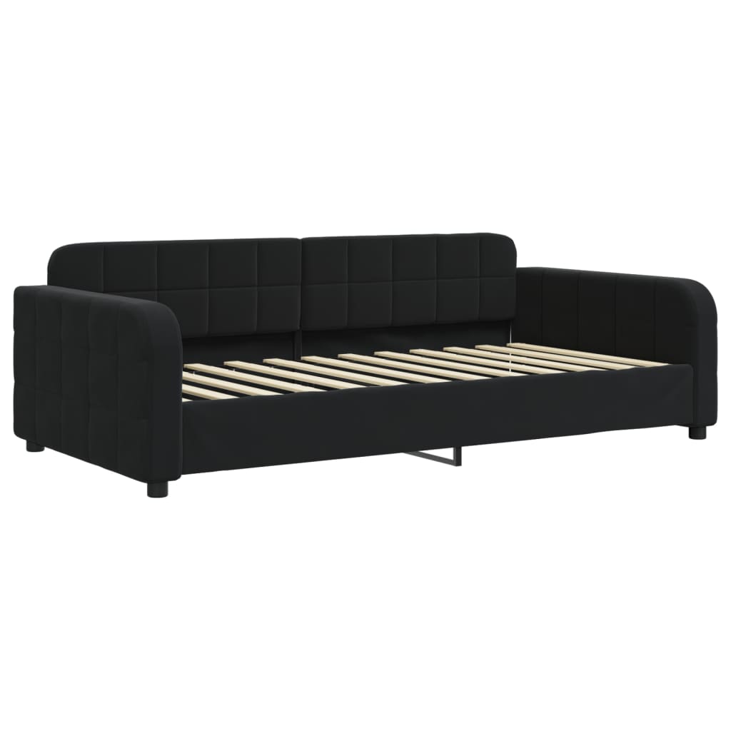 Sofá-cama com gavetão e gavetas 90x200 cm veludo preto