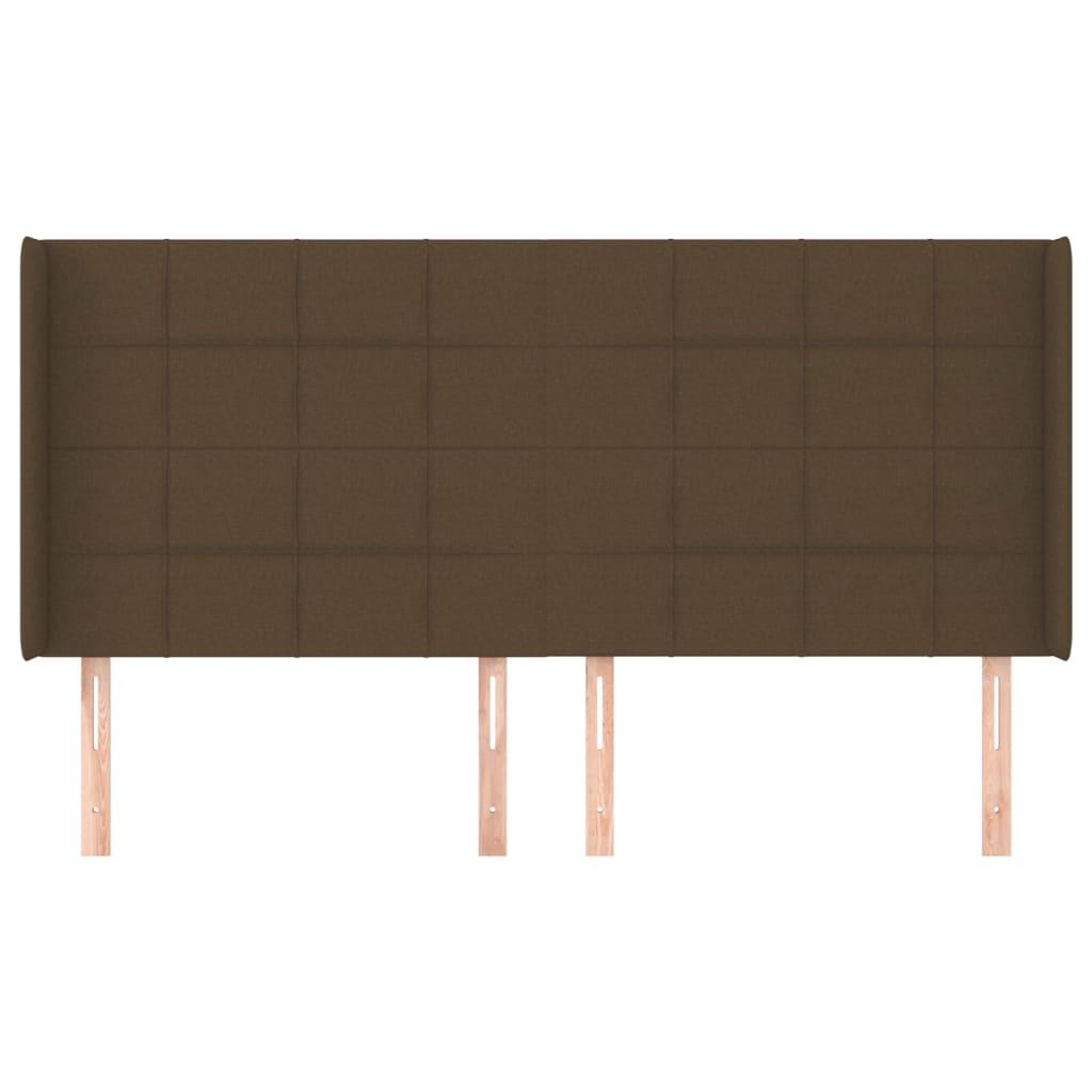 Cabeceira cama c/ abas tecido 203x16x118/128 cm castanho-escuro