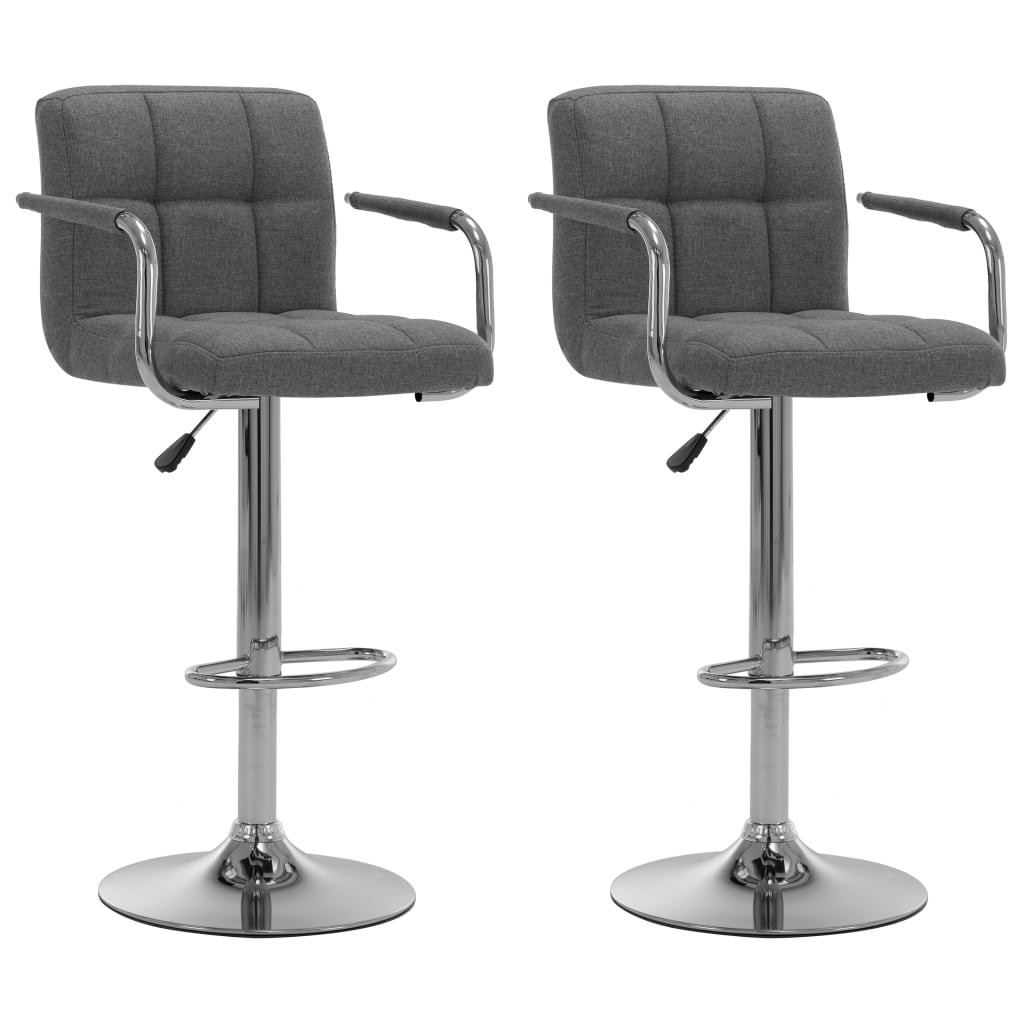 Cadeiras de bar 2 pcs tecido cinzento-claro