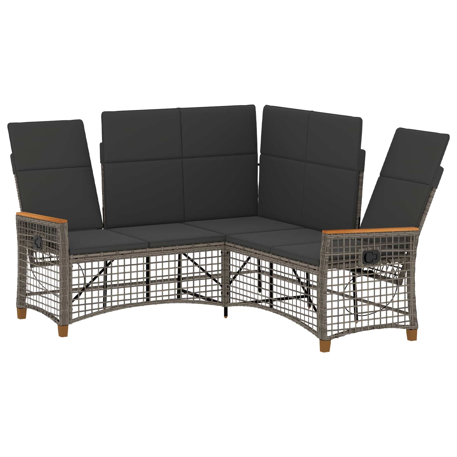 Conjunto de sofá reclinado para jardim cinza e cinza escuro