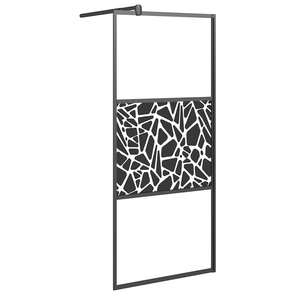 Divisória de chuveiro 90x195cm vidro esg design de pedras preto