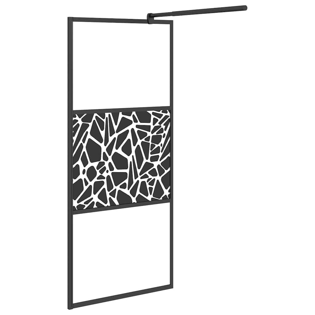 Divisória de chuveiro 90x195cm vidro esg design de pedras preto