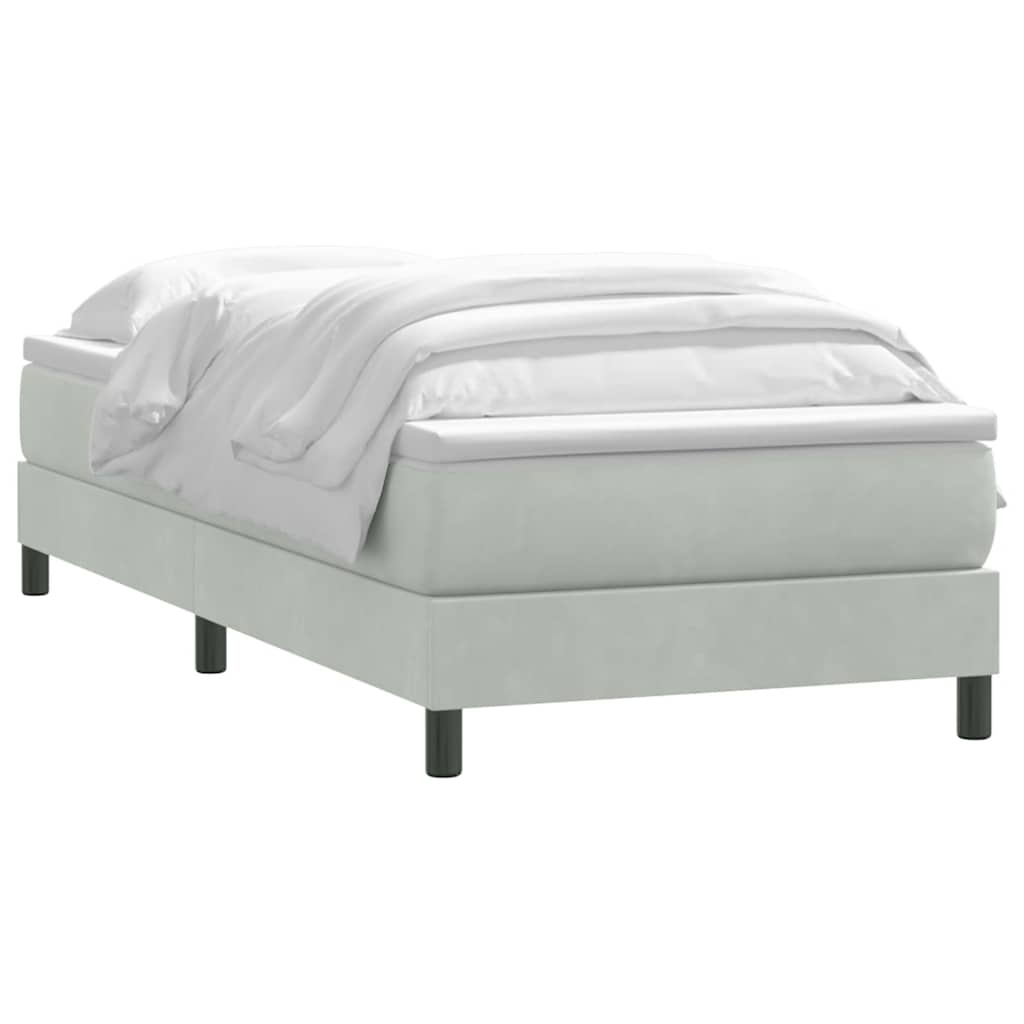 Cama com molas/colchão cinzento-claro 80x210 cm veludo