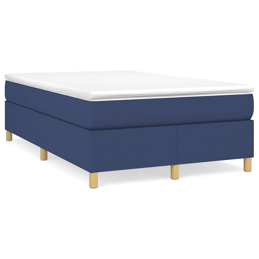 Cama boxspring com colchão 120x190 cm tecido azul