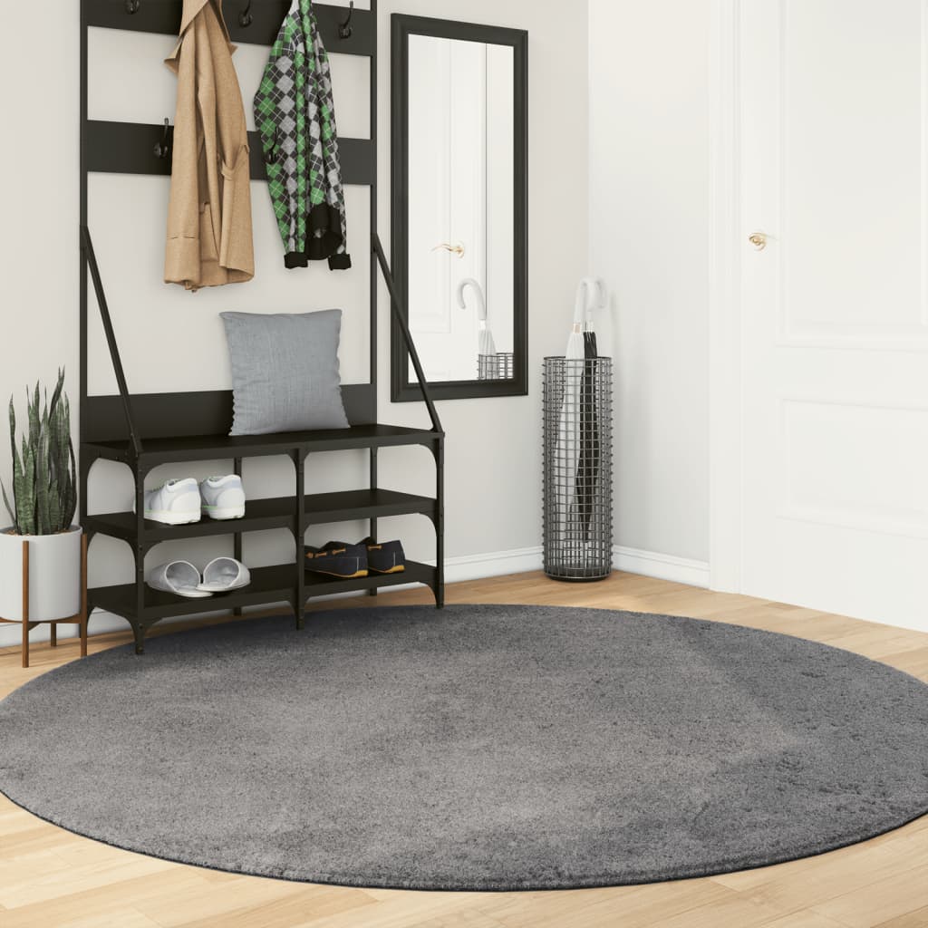 Tapete pelo curto macio e lavável huarte ø 200 cm antracite