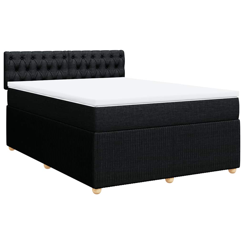 Cama com molas/colchão 140x200 cm tecido preto