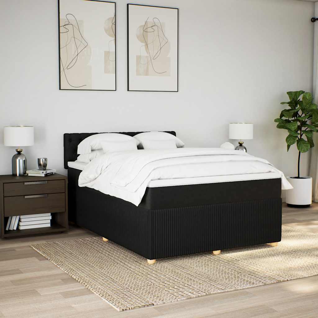 Cama com molas/colchão 140x200 cm tecido preto