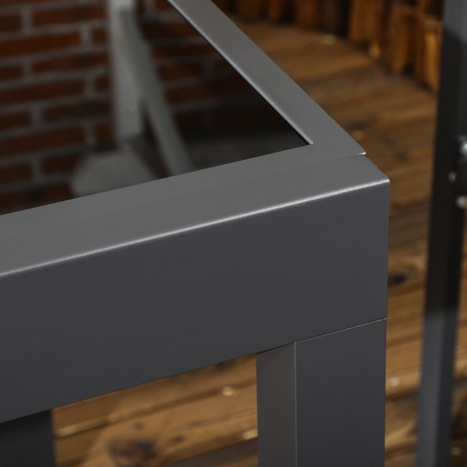 Mesa de jardim extensível de alumínio com bancada de vidro temperado 160x80x75 cm preto