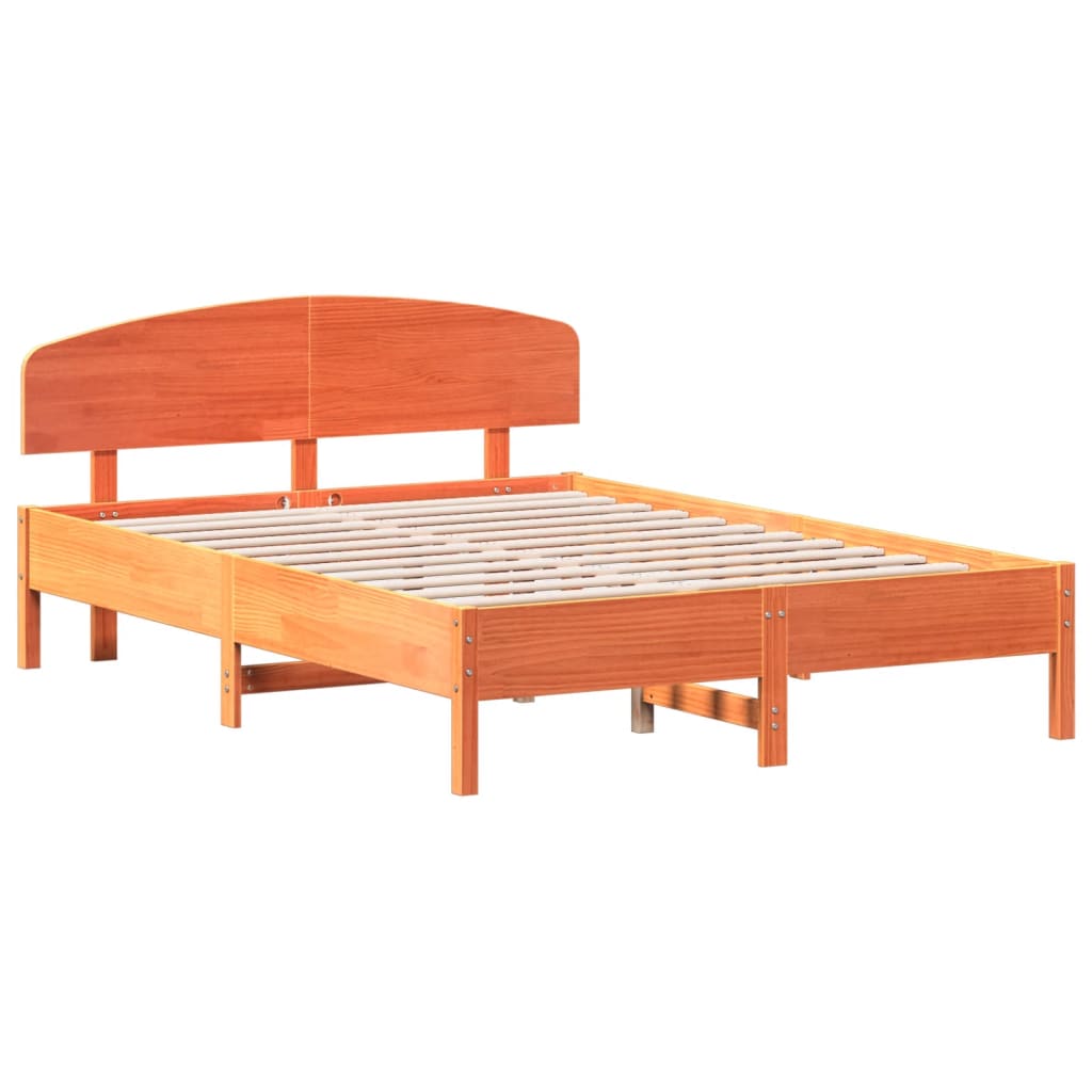 Cama sem colchão 120x200 cm madeira pinho maciça castanho-mel