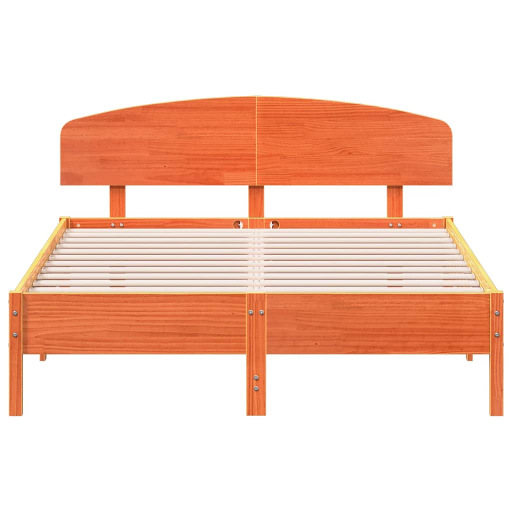 Cama sem colchão 120x200 cm madeira pinho maciça castanho-mel