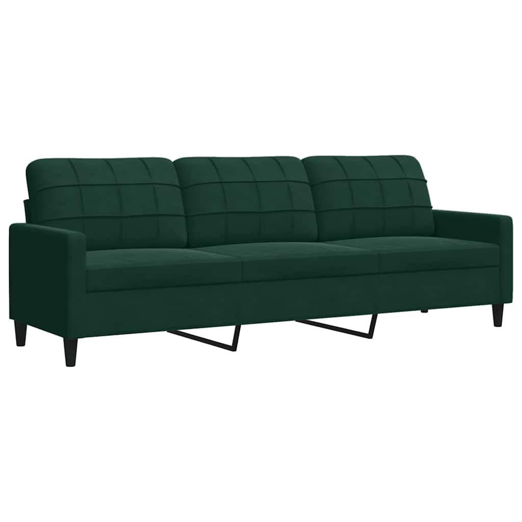 4 Pcs conjunto sofás com almofadões e rolos veludo verde-escuro