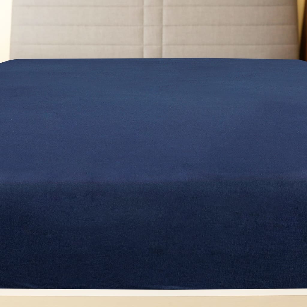 Lençóis ajustáveis 2 pcs 180x200 cm algodão jersey azul marinho