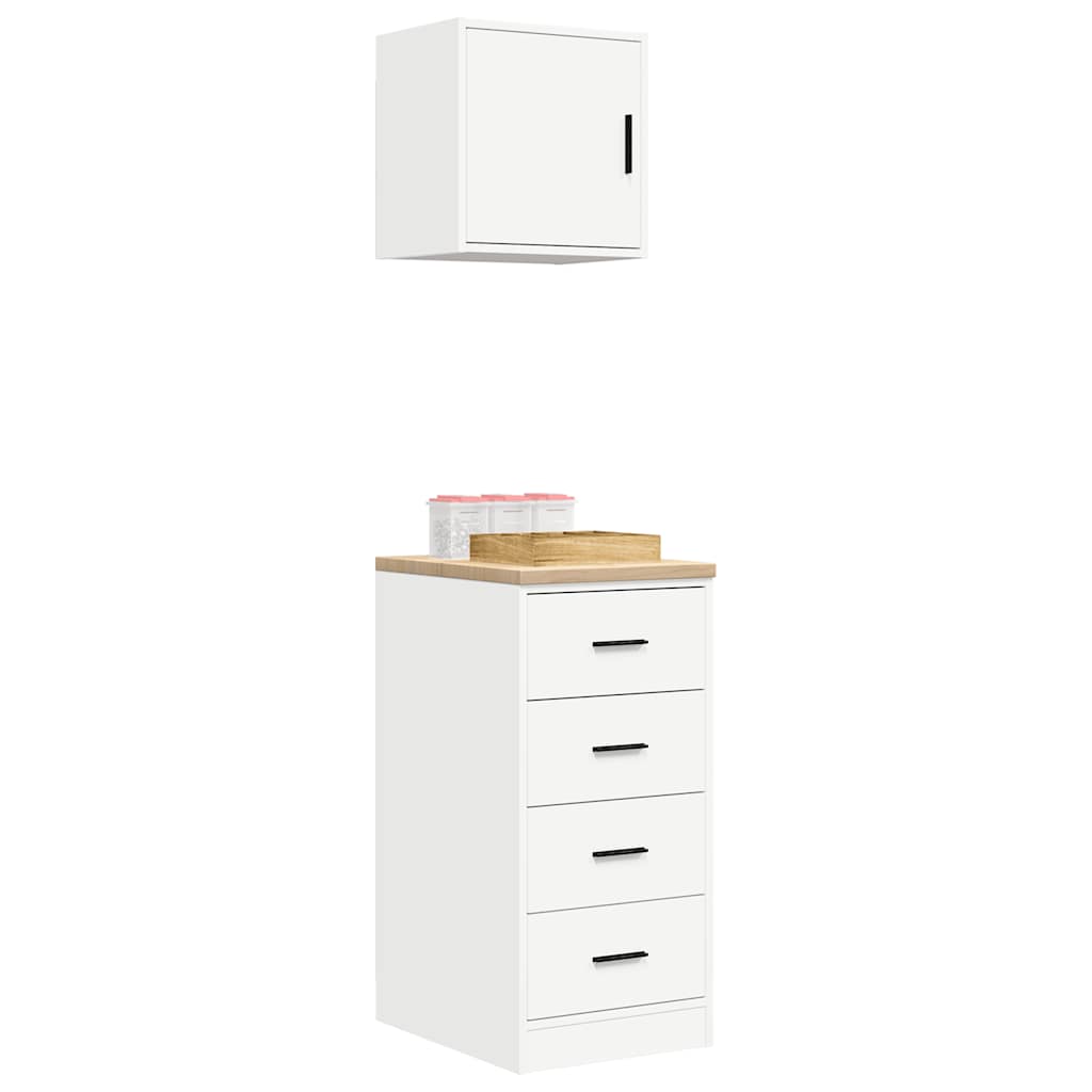 Armários de garagem 2 pcs derivados de madeira branco