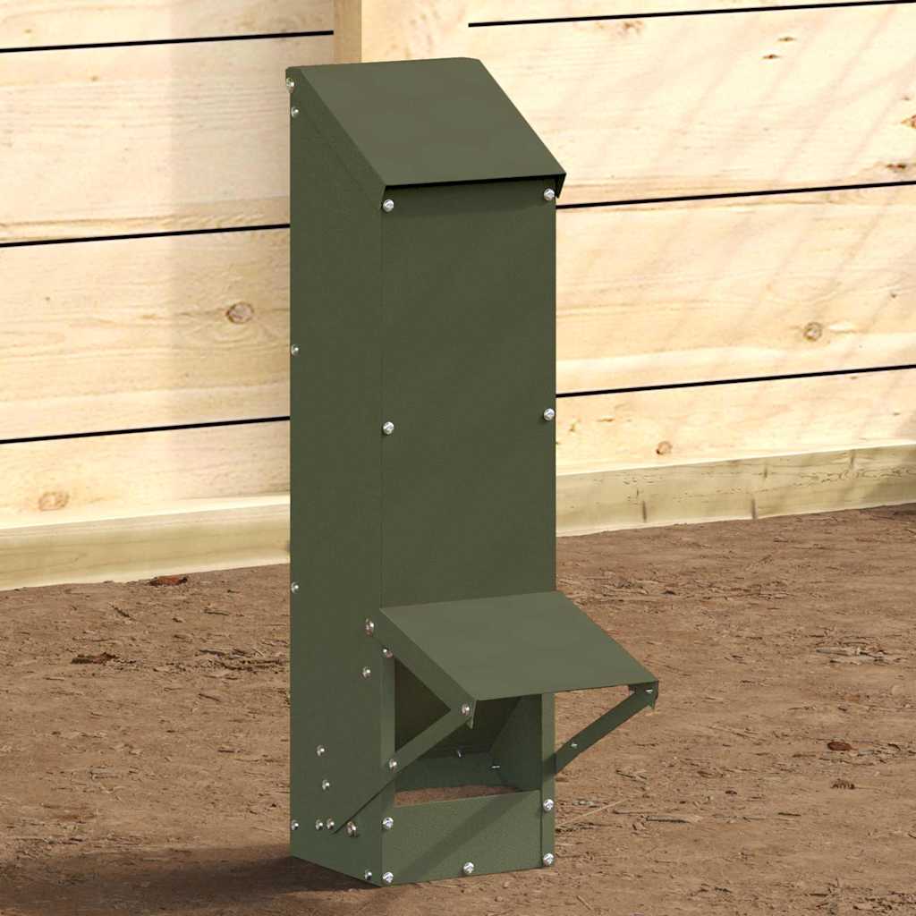 Comedouro para galinha verde oliva 13 x 12 x 51 cm
