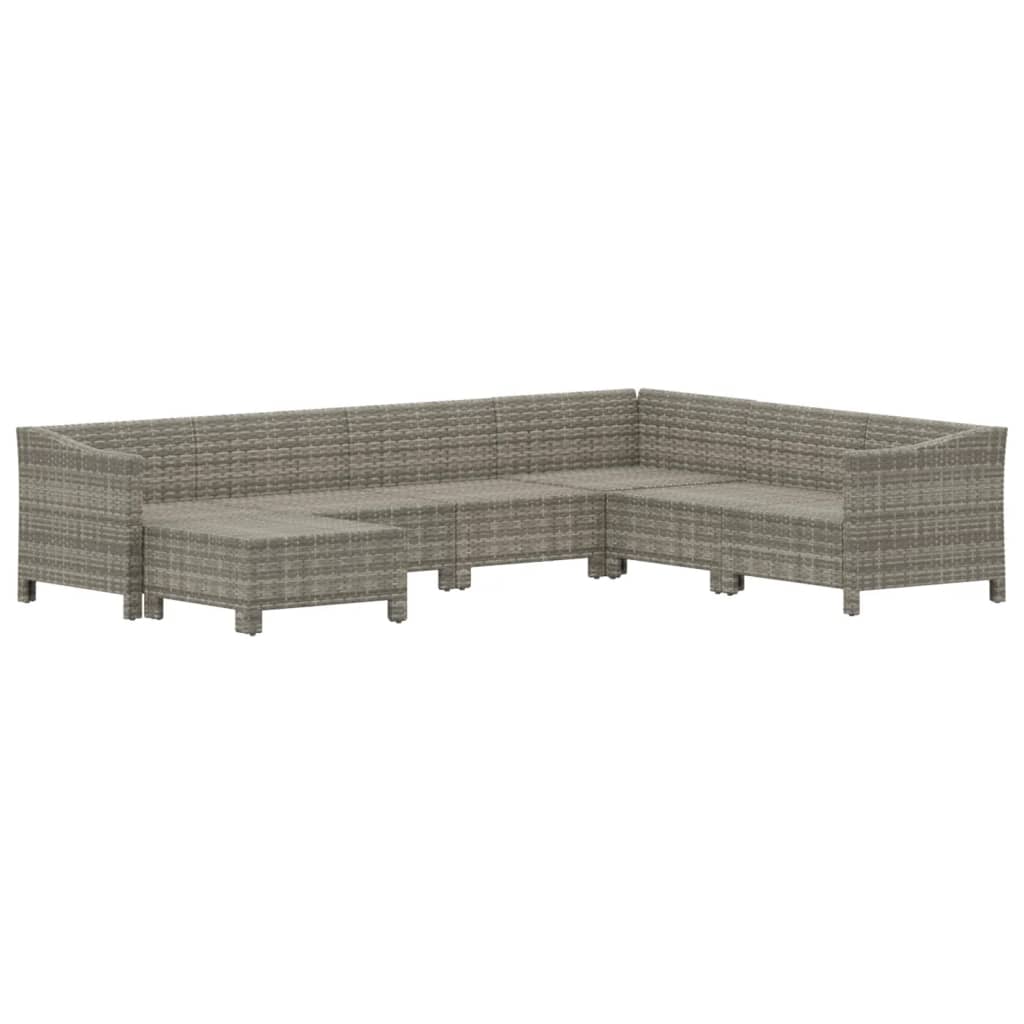 7 Pcs conjunto lounge de jardim c/ almofadões vime PE cinzento