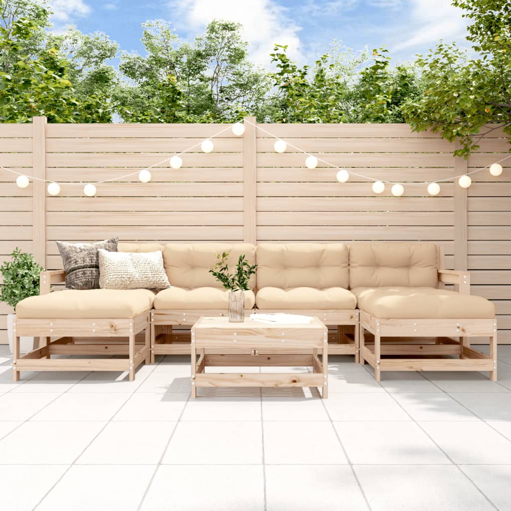 7 Pcs conjunto lounge de jardim pinho maciço