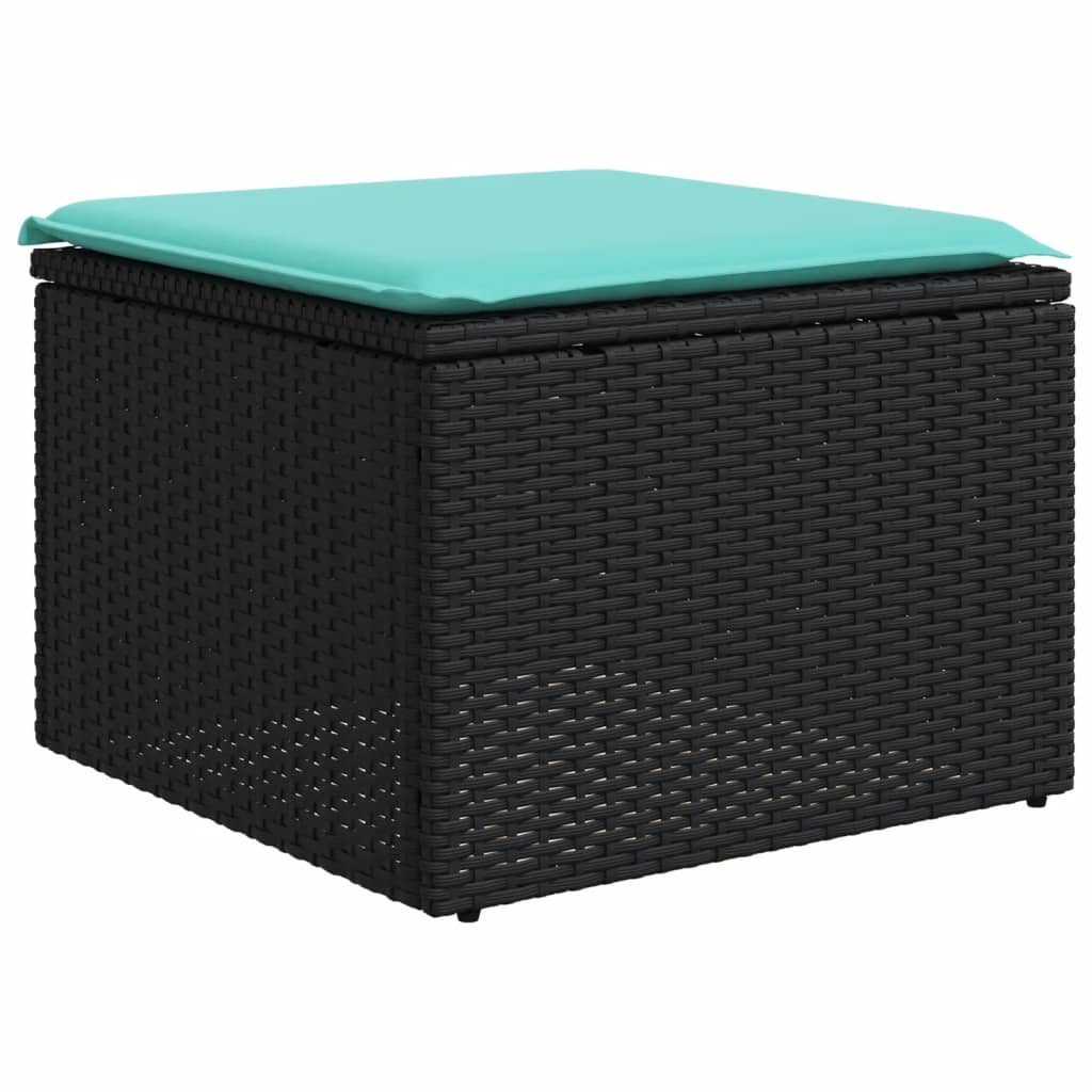 Conjunto de sofá de jardim com 7 peças e almofadas em rattan sintético preto