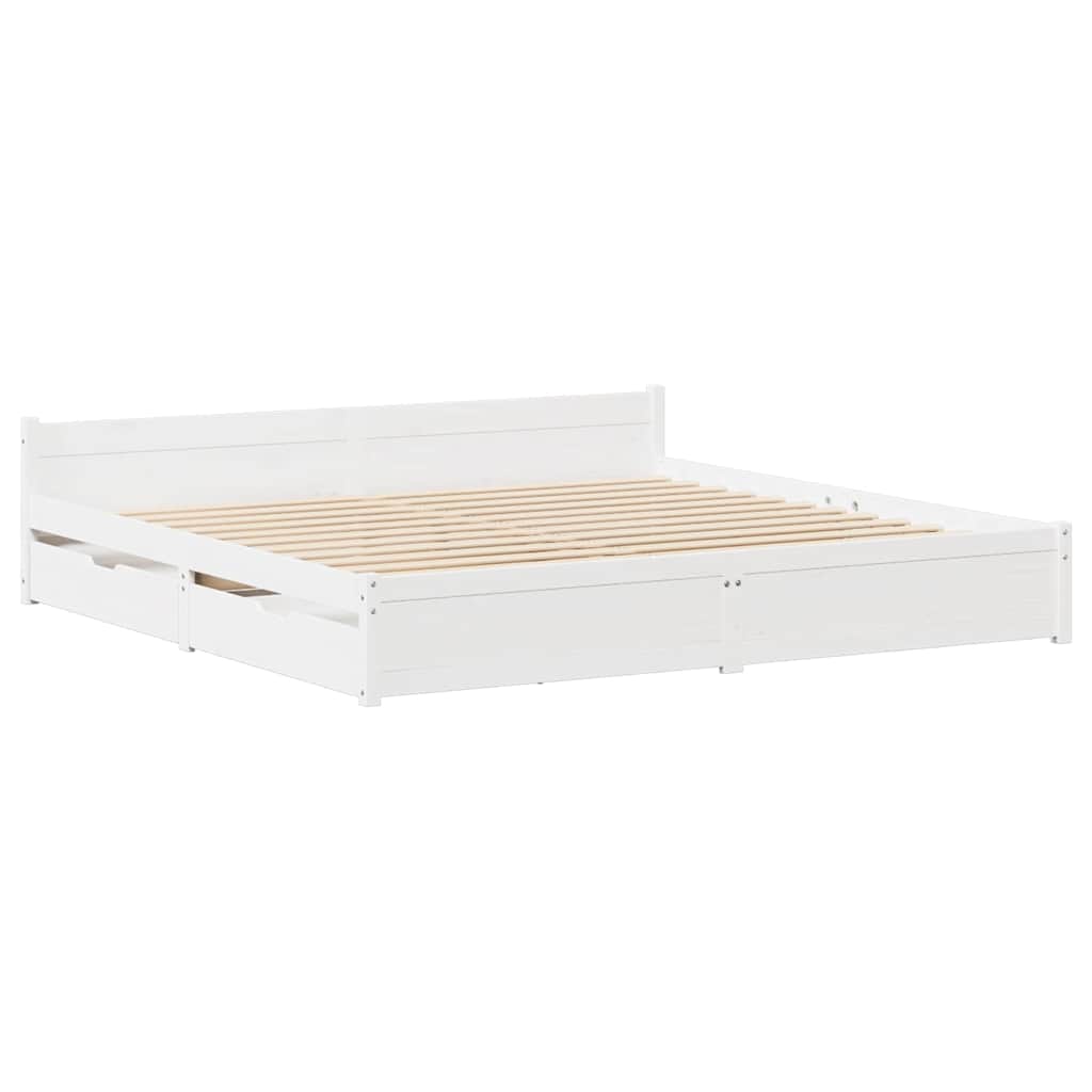 Cama sem colchão 150x200 cm madeira de pinho maciça branco