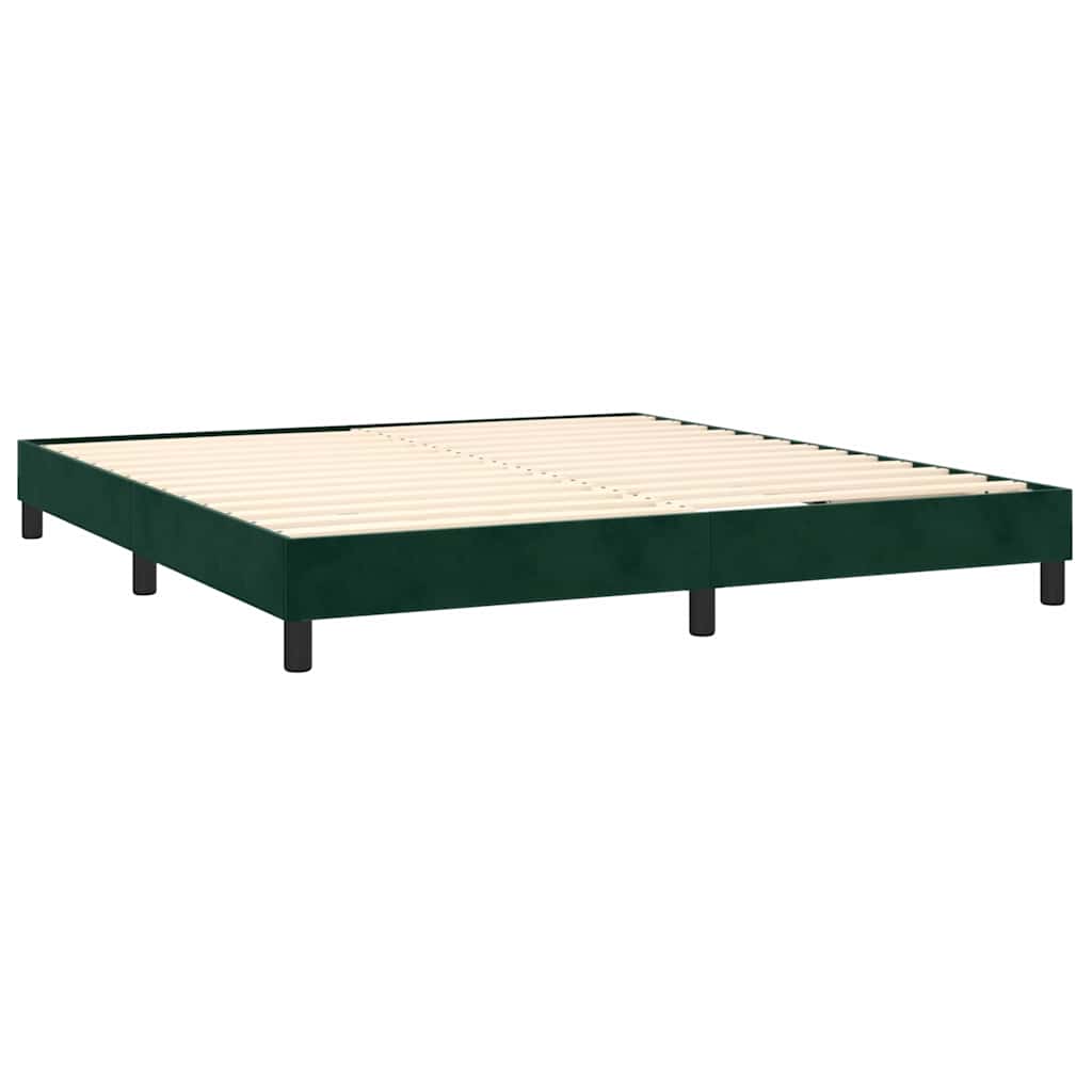 Cama com molas/colchão 180x200 cm veludo verde-escuro