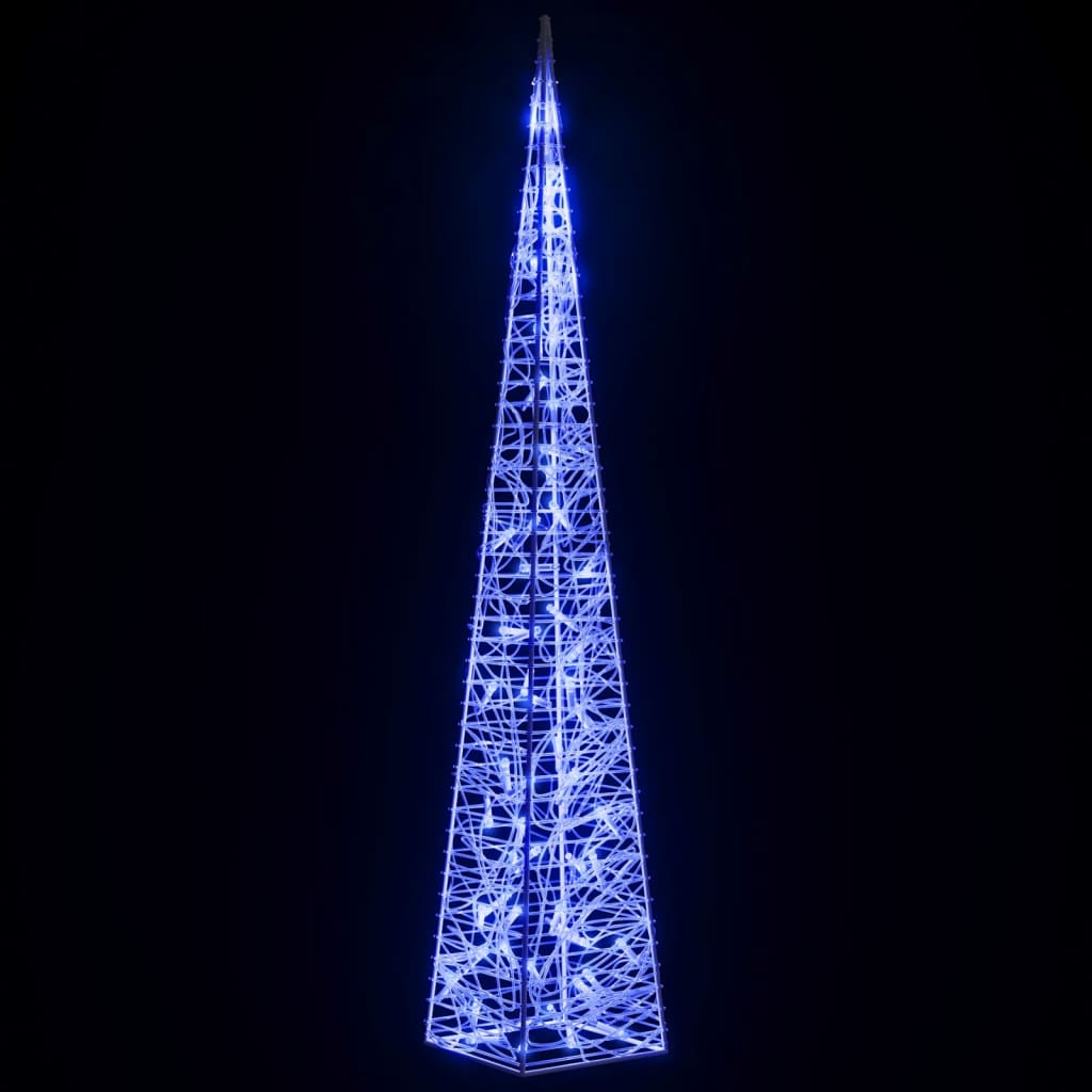 Cone de iluminação decorat. c/ leds azuis acrílico 120 cm