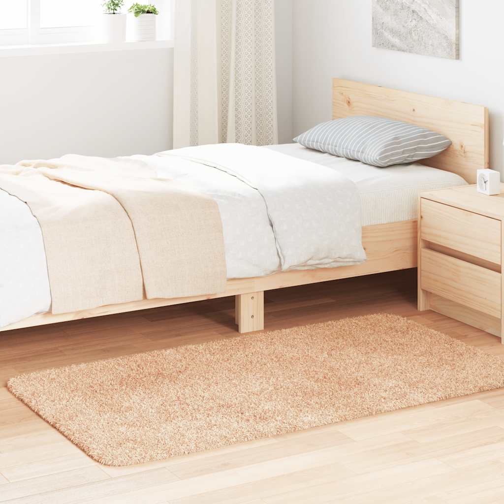 Tapete shaggy de pelo alto navarra 80x150 cm poliéster bege