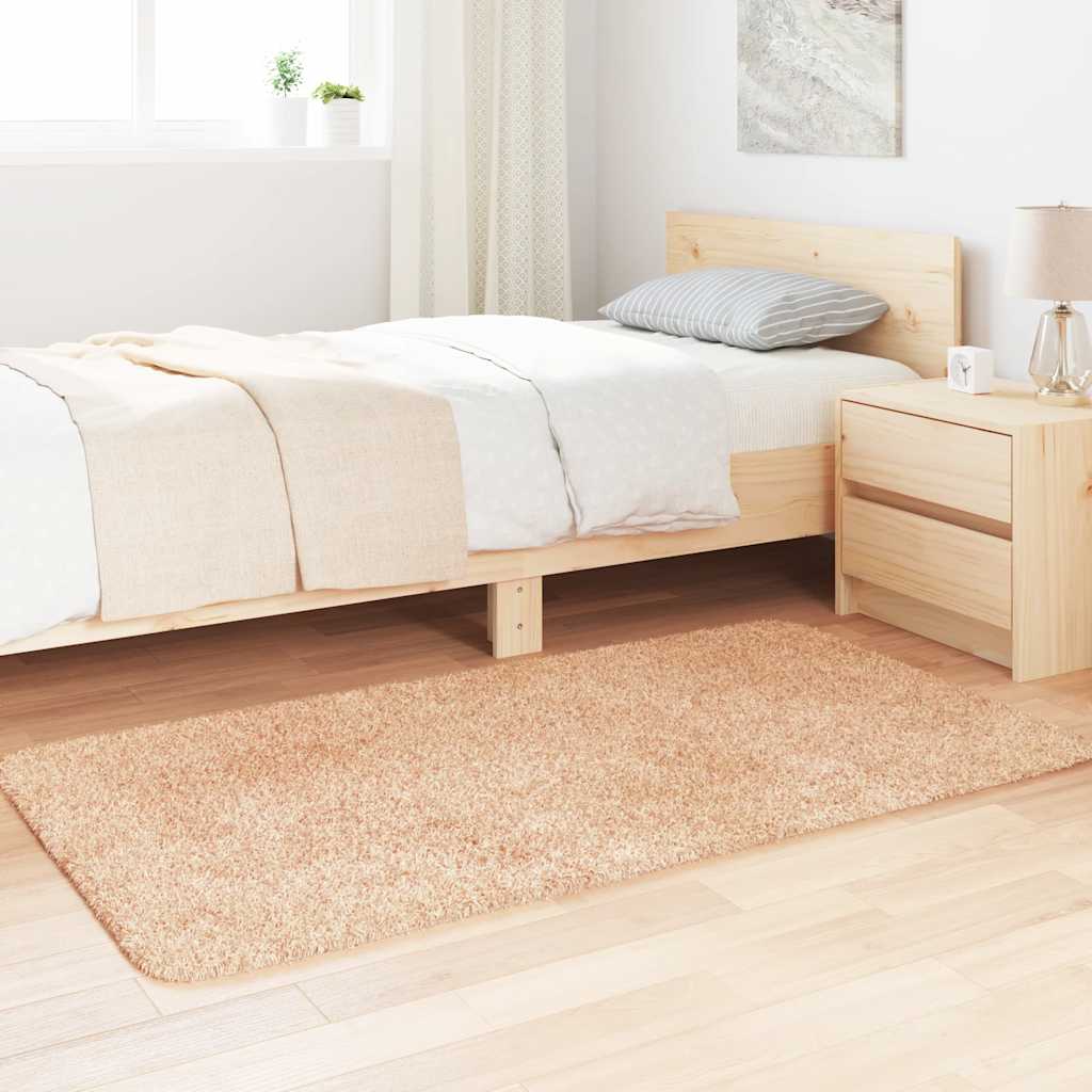 Tapete shaggy de pelo alto navarra 80x150 cm poliéster bege