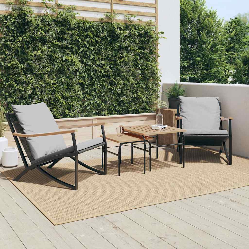 4 Pcs conjunto mobiliário de varanda com almofadões aço preto