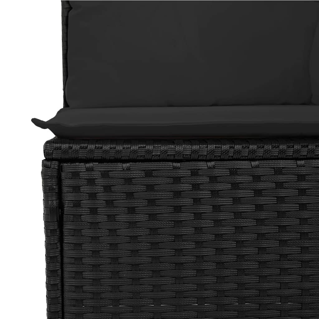 10 Pcs conjunto sofás de jardim c/ almofadões vime PE preto