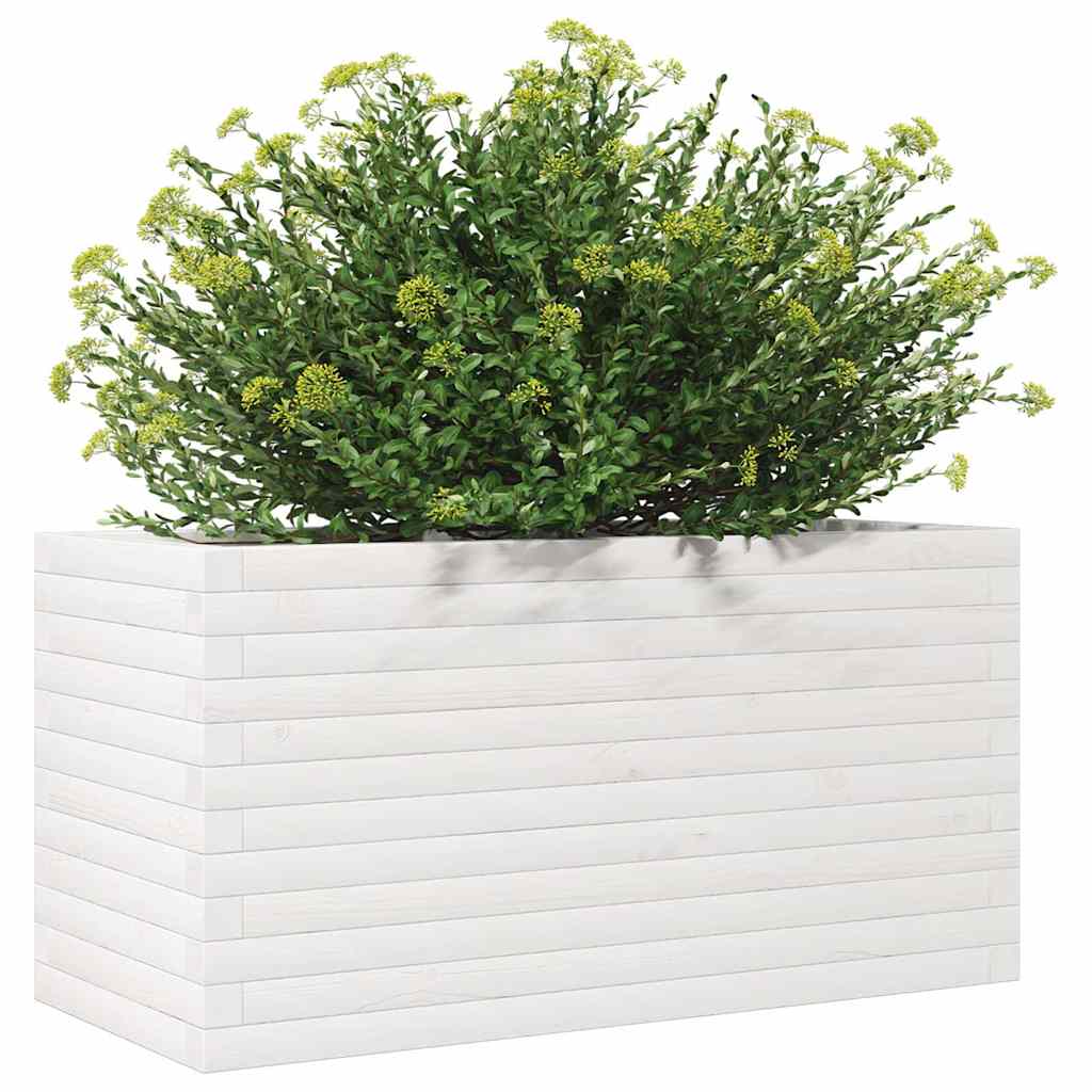 Vaso/floreira de jardim 90x40x45,5 cm pinho maciço branco
