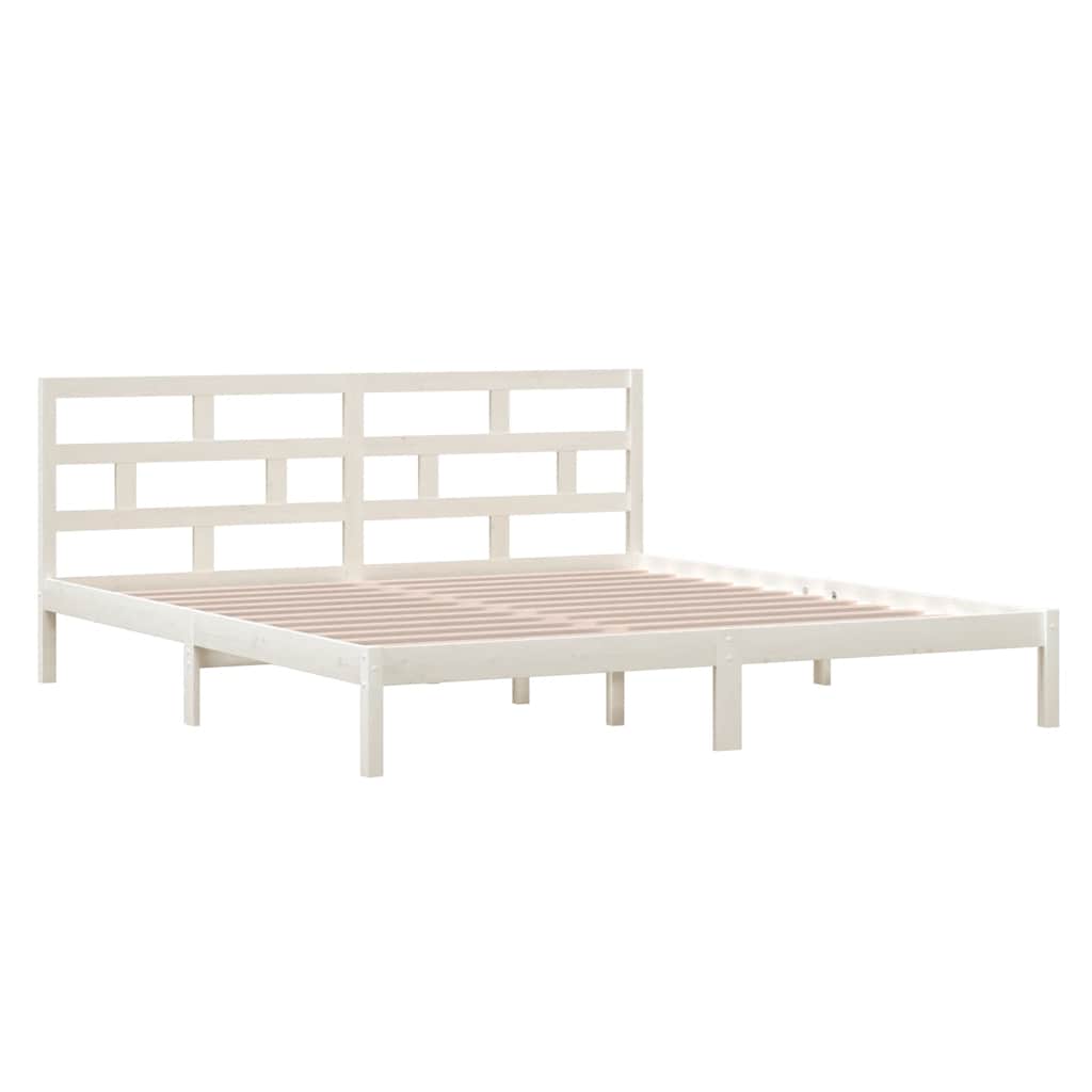 Estrutura de cama 140x190 cm madeira de pinho maciça branco